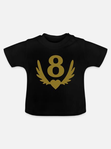 8 Anzahl Herzflügel - Baby Bio-T-Shirt mit Rundhals - Schwarz