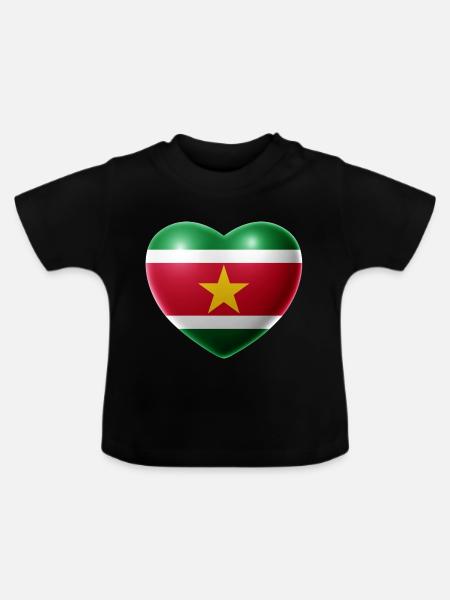 Herz (Suriname) - Baby Bio-T-Shirt mit Rundhals - Schwarz