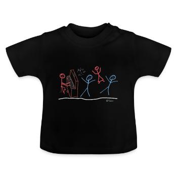 Piano stick man, woman music leisure hobby - Baby Organic T-Shirt with Round Neck - black - Front