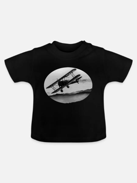 Flugzeug - Baby Bio-T-Shirt mit Rundhals - Schwarz