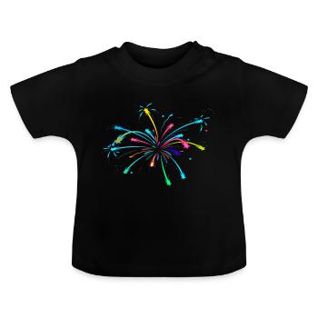 Fireworks - Baby Organic T-Shirt with Round Neck - black - Front