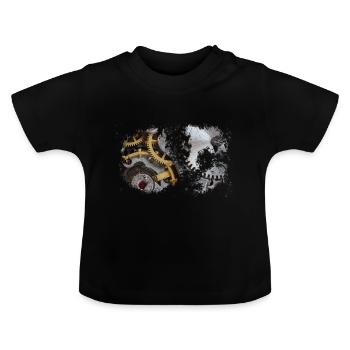 Automatic movement - Baby Organic T-Shirt with Round Neck - black - Front
