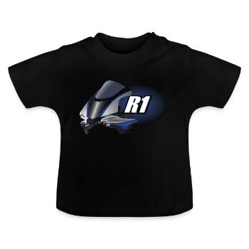 R1 - Baby Organic T-Shirt with Round Neck - black - Front