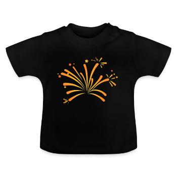 lively fireworks - Baby Organic T-Shirt with Round Neck - black - Front