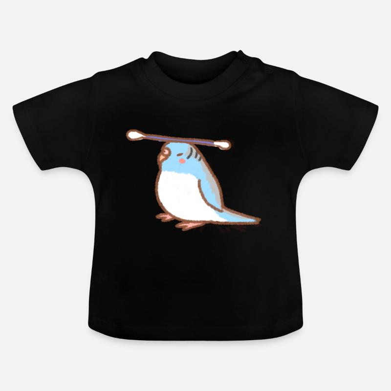 perruche avec qtip - T-shirt bio col rond Bébé - noir