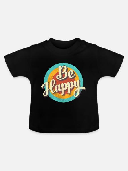 BE HAPPY - Baby Bio-T-Shirt mit Rundhals - Schwarz