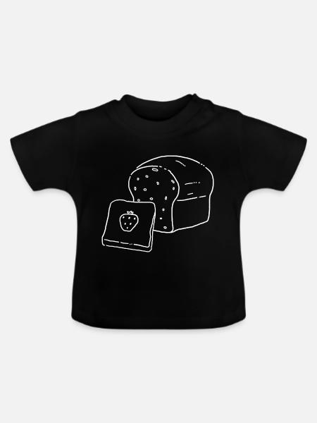 Weißbrot Marmelade SKizze - Baby Bio-T-Shirt mit Rundhals - Schwarz