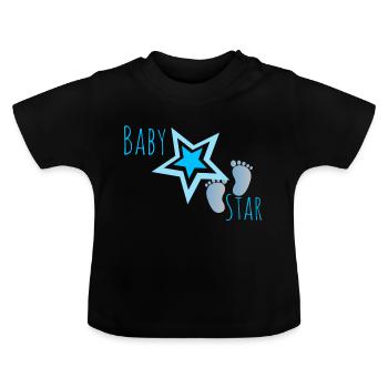 baby star garcon - T-shirt bio col rond Bébé - noir - Devant