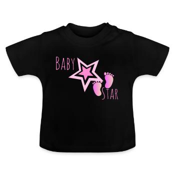 baby star fille - T-shirt bio col rond Bébé - noir - Devant