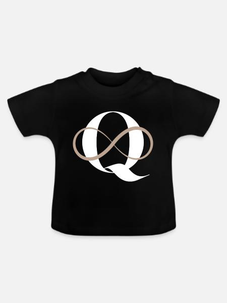 Unendlicher Buchstabe q - Baby Bio-T-Shirt mit Rundhals - Schwarz