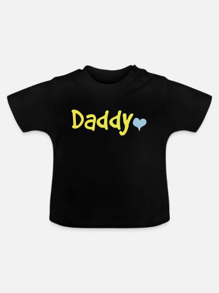 Vati mit Herz - Baby Bio-T-Shirt mit Rundhals - Schwarz