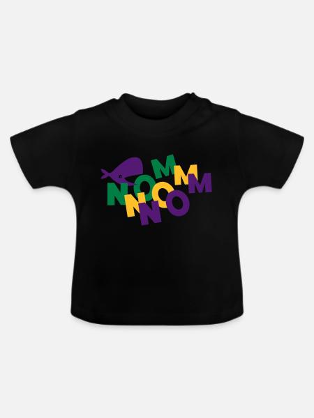 Wal Nom Nom - Baby Bio-T-Shirt mit Rundhals - Schwarz
