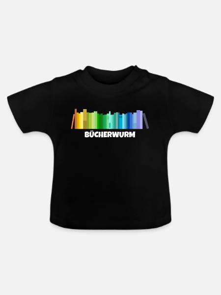 Bücherwurm - Baby Bio-T-Shirt mit Rundhals - Schwarz