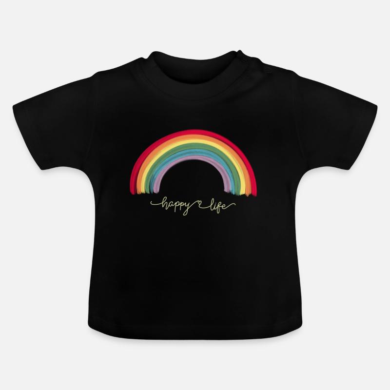 Arc-en-ciel cool - T-shirt bio col rond Bébé - noir