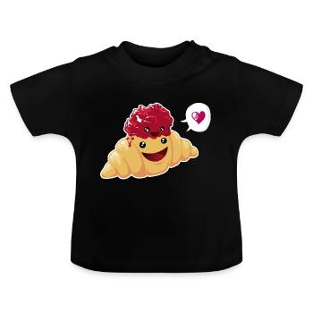 Beste Freunde oder Liebe? Croissant & Marmelade - Baby Bio-T-Shirt mit Rundhals - Schwarz - Vorne