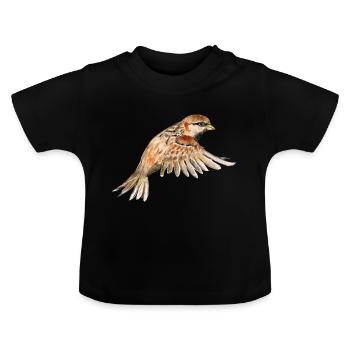 Flying sparrow - Baby Organic T-Shirt with Round Neck - black - Front