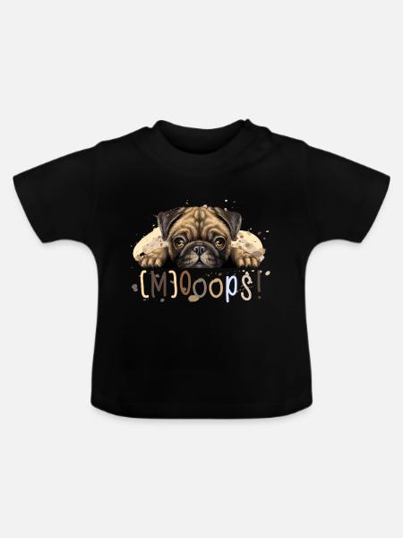 Mops (Ooops!-Edition) - Baby Bio-T-Shirt mit Rundhals - Schwarz