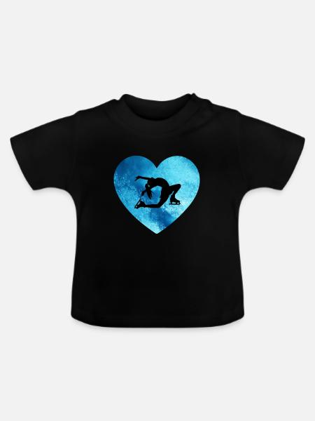 Eiskunstlauf Herz Eis Tänzerin - Baby Bio-T-Shirt mit Rundhals - Schwarz