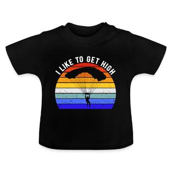 Amateur de parachutisme - J’aime me défoncer II - T-shirt bio col rond Bébé - noir - Devant