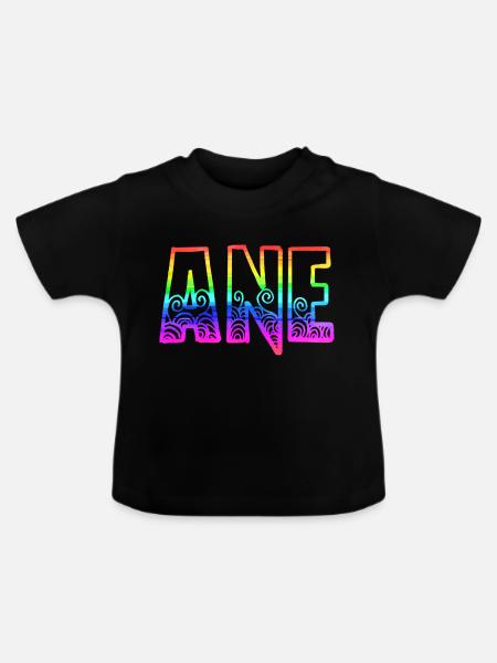 ane rs regenbogen - Baby Bio-T-Shirt mit Rundhals - Schwarz