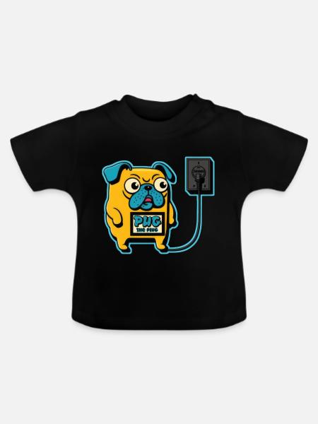 Mops den Stecker - Baby Bio-T-Shirt mit Rundhals - Schwarz