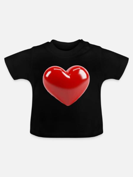 Ein 3D-Herz - Baby Bio-T-Shirt mit Rundhals - Schwarz