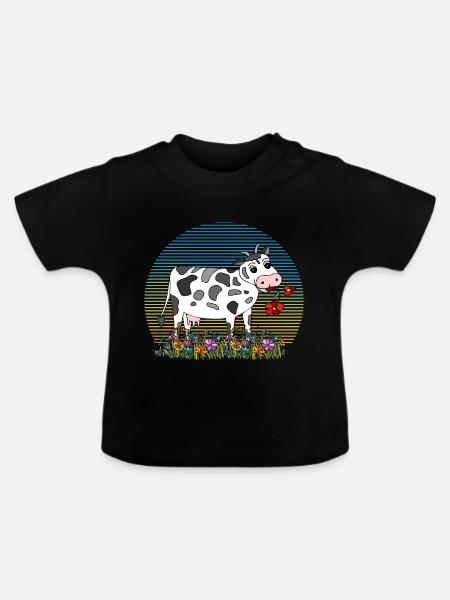Kuh - Baby Bio-T-Shirt mit Rundhals - Schwarz