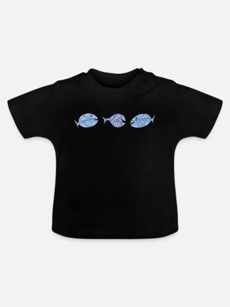 Scribblefisch Blau Muster Kulifisch - Baby Bio-T-Shirt mit Rundhals - Schwarz
