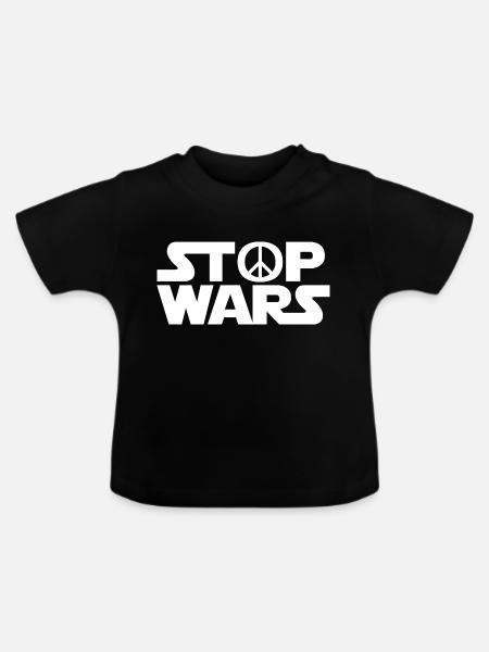 Peace / Stop wars / Geschenkidee - Baby Bio-T-Shirt mit Rundhals - Schwarz
