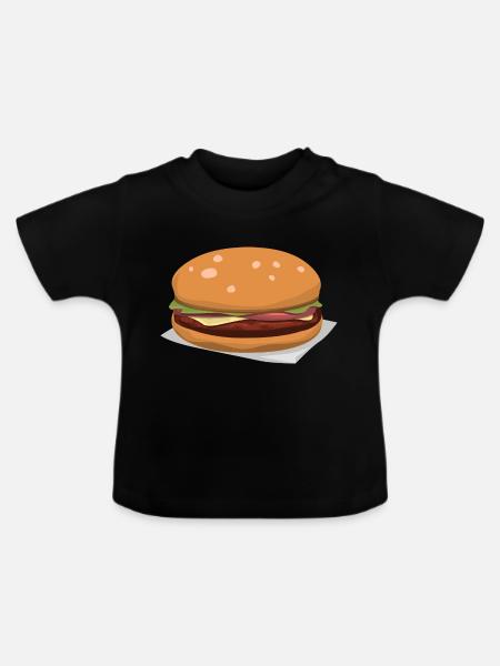 Leckerer Hamburger - Baby Bio-T-Shirt mit Rundhals - Schwarz