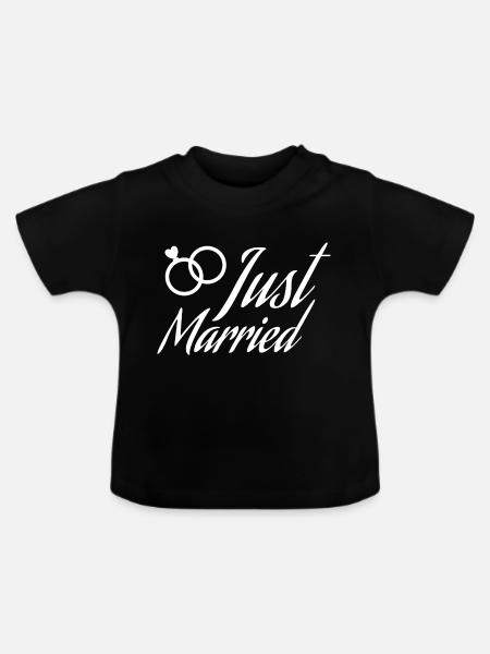 Just Married rings - Baby Bio-T-Shirt mit Rundhals - Schwarz