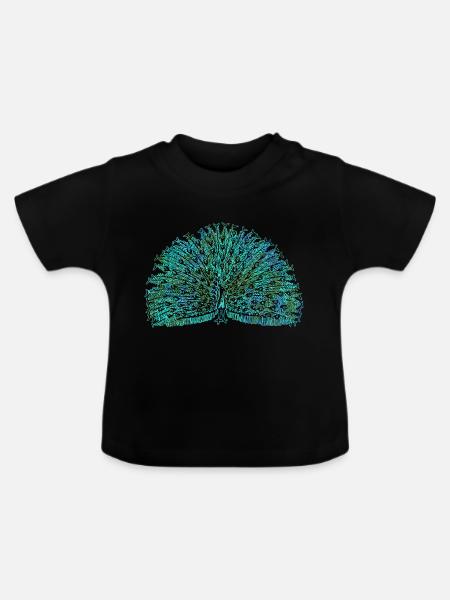 peacock - Baby Organic T-Shirt with Round Neck - black