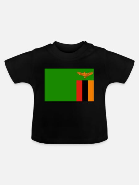 Sambia Flagg - Baby Bio-T-Shirt mit Rundhals - Schwarz