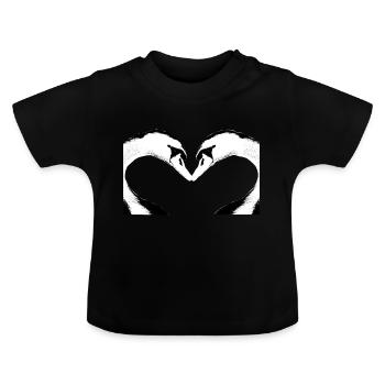 Schwan - Baby Bio-T-Shirt mit Rundhals - Schwarz - Vorne