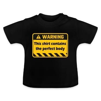 avertissement - T-shirt bio col rond Bébé - noir - Devant