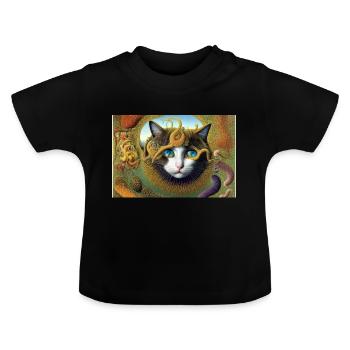 Chat mignon - T-shirt bio col rond Bébé - noir - Devant