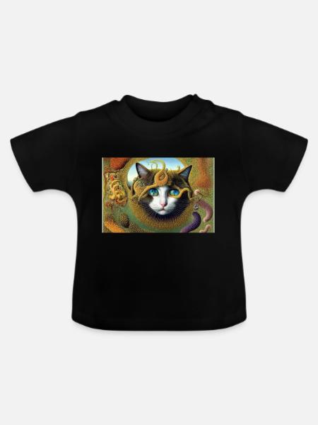 Chat mignon - T-shirt bio col rond Bébé - noir
