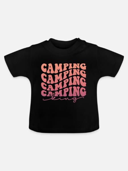 Camping Camping Camping King - Baby Bio-T-Shirt mit Rundhals - Schwarz