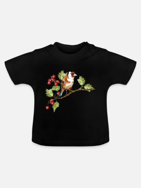 Bunter Vogel - Baby Bio-T-Shirt mit Rundhals - Schwarz