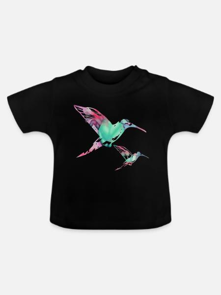 kolibri, graffiti ,malerei, blumen,vogel,malerei, - Baby Bio-T-Shirt mit Rundhals - Schwarz