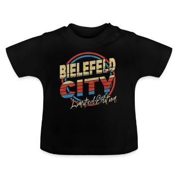 Bielefeld Deutschland Stadt Schrift 80er Stil - Baby Bio-T-Shirt mit Rundhals - Schwarz - Vorne