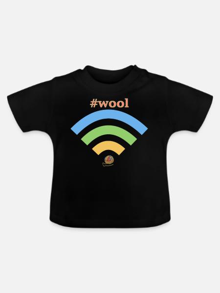 wifi wool - Baby Bio-T-Shirt mit Rundhals - Schwarz