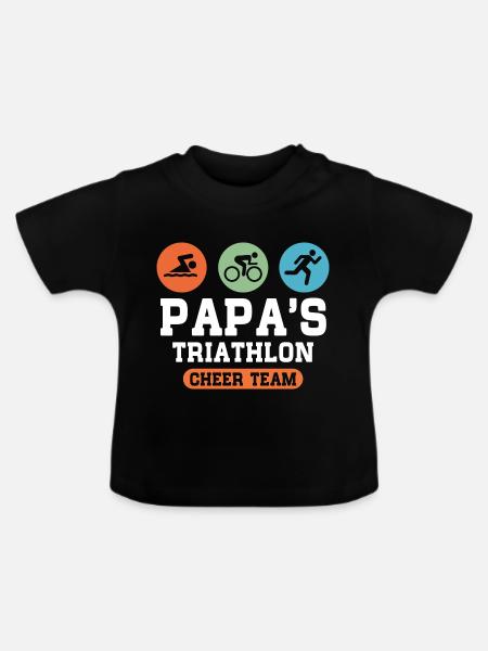 Triathlon Papa - Baby Bio-T-Shirt mit Rundhals - Schwarz
