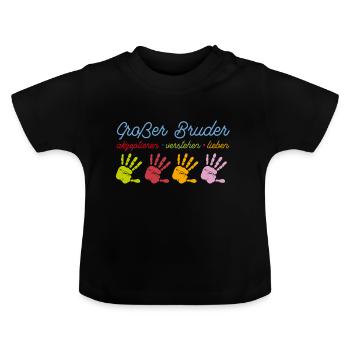 Grosser Bruder Großer Bruder T-Shirt - Baby Bio-T-Shirt mit Rundhals - Schwarz - Vorne