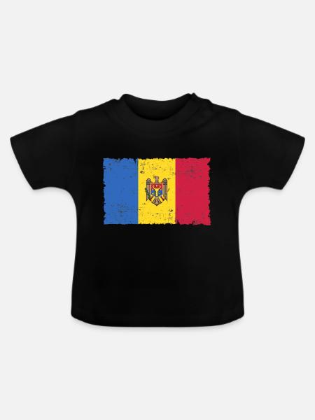 Moldawien Retro - Baby Bio-T-Shirt mit Rundhals - Schwarz