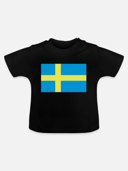 Flag of Sweden - Baby Bio-T-Shirt mit Rundhals - Schwarz