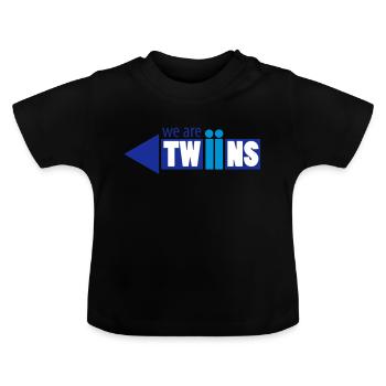 twin zwilling rechts - Baby Bio-T-Shirt mit Rundhals - Schwarz - Vorne