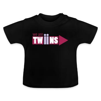 twin zwilling links - Baby Bio-T-Shirt mit Rundhals - Schwarz - Vorne