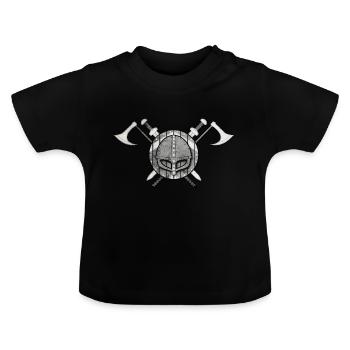 Shield 5 - Baby Organic T-Shirt with Round Neck - black - Front