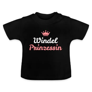 Diaper Princess - The Princess with the Diaper - Baby Organic T-Shirt with Round Neck - black - Front